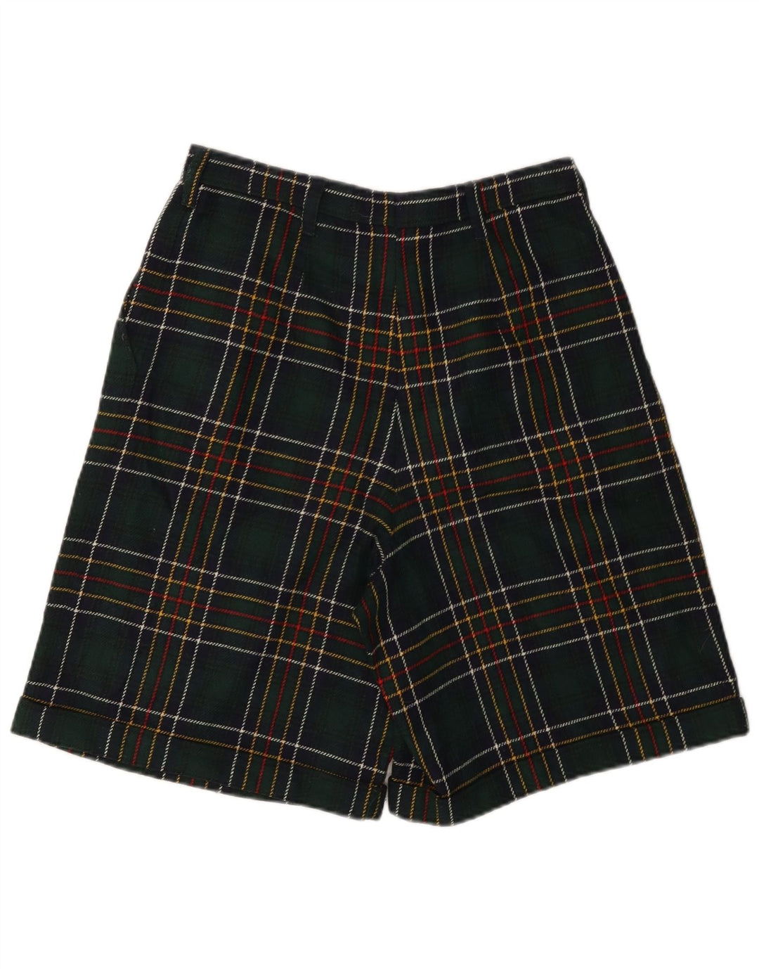 VINTAGE Højtaljede Casual Shorts til kvinder W28 Mellemgrøn Plaid