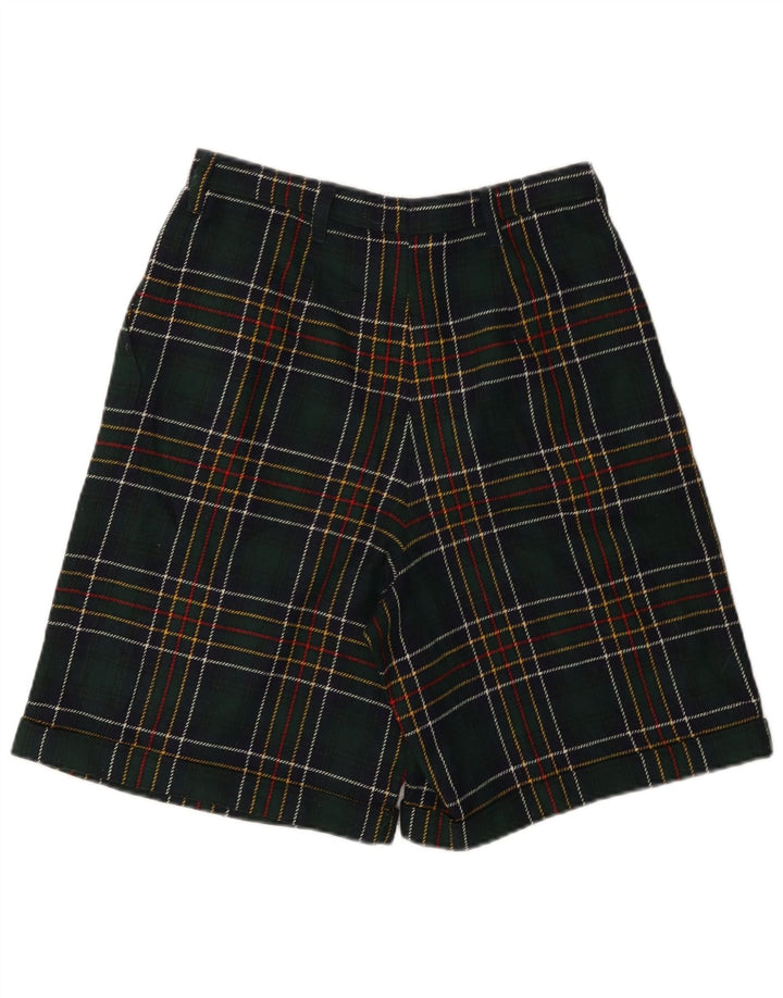 VINTAGE Højtaljede Casual Shorts til kvinder W28 Mellemgrøn Plaid