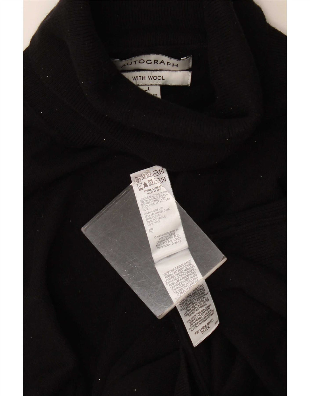 Marks & Spencer Womens Autograph Roll Neck Jumper Sweater UK 16 Large Black