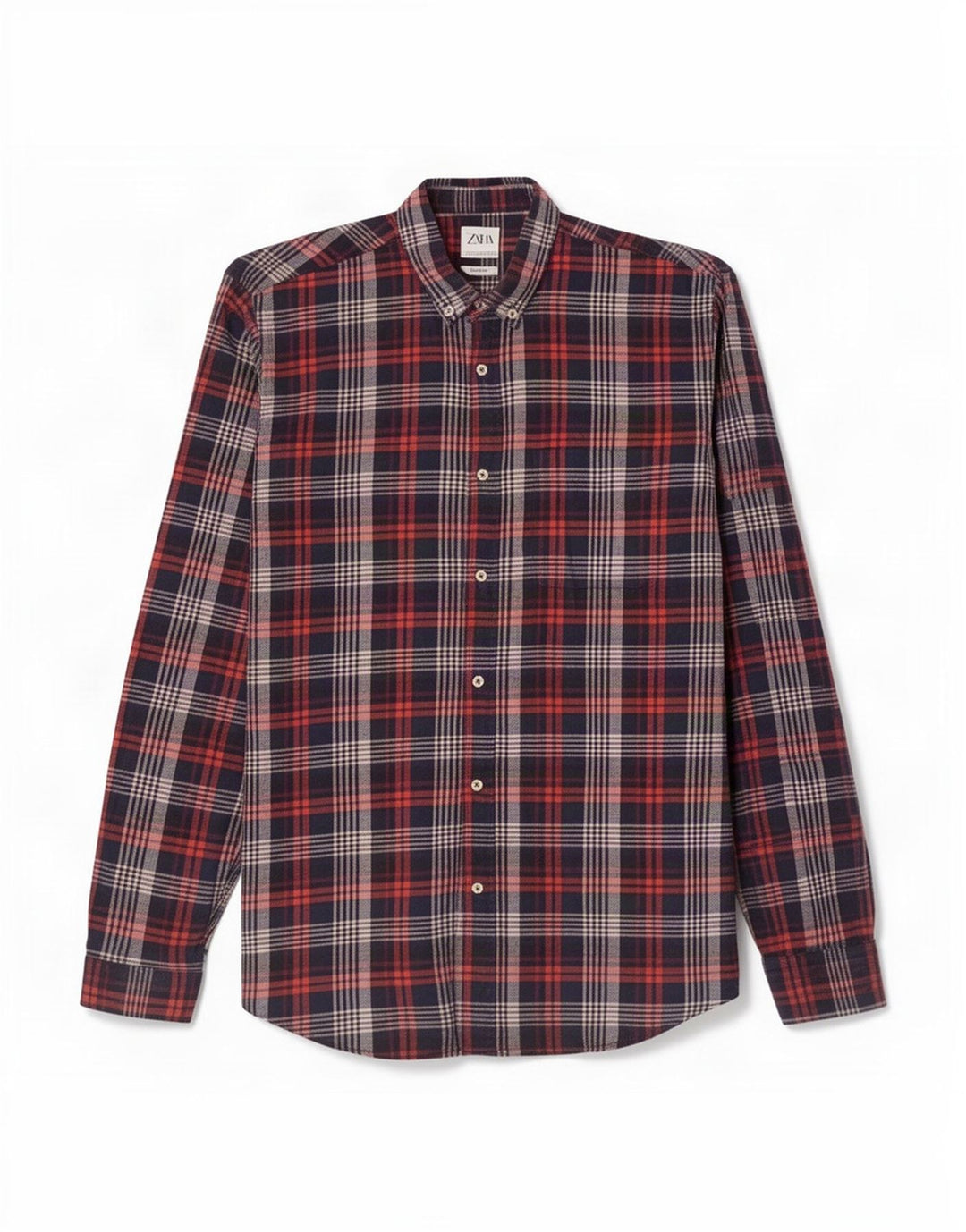 Zara Herre Relaxed Fit Flanell Shirt Stor rød ternet bomuld