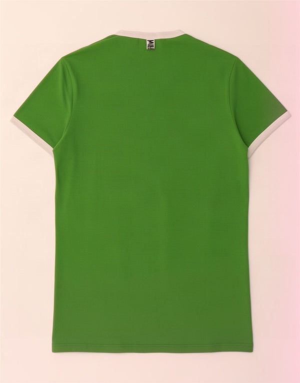 Vintage Womens T-Shirt Top UK 12 Medium Green Colourblock Cotton