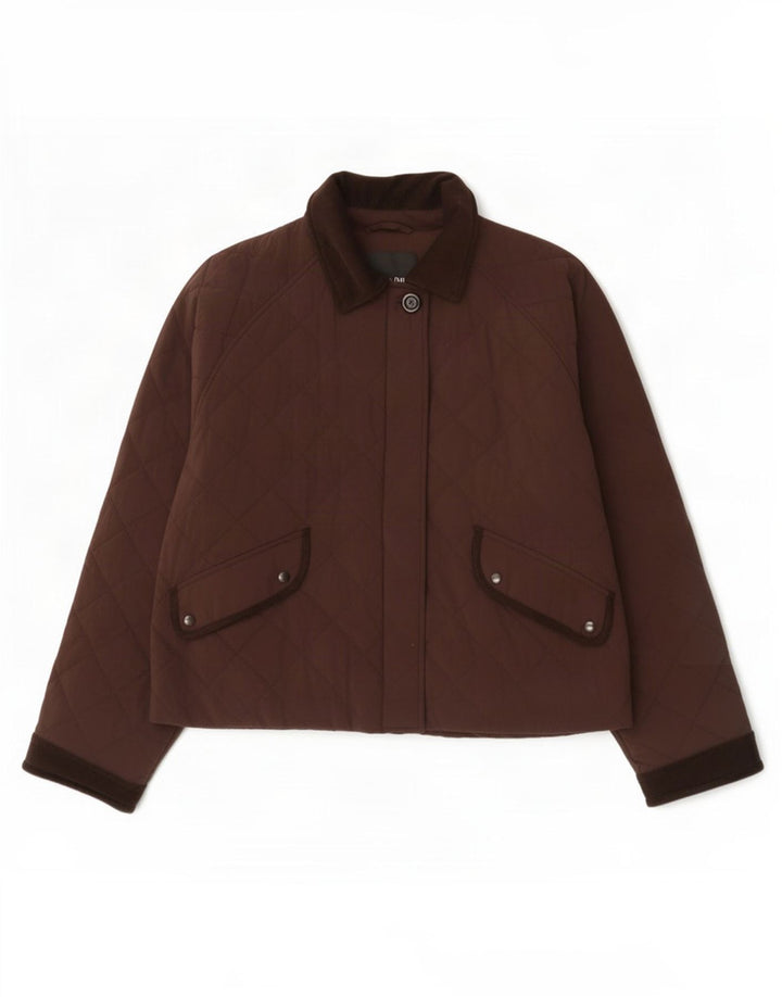 Massimo Dutti Dame Oversized Quiltet Jakke UK 10 Lille Brun Polyester