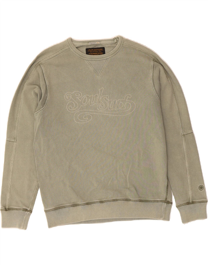 FAT FACE Mens Graphic Sweatshirt Jumper Medium Khaki Vintage Fat Face and Second-Hand Fat Face from Messina Hembry 