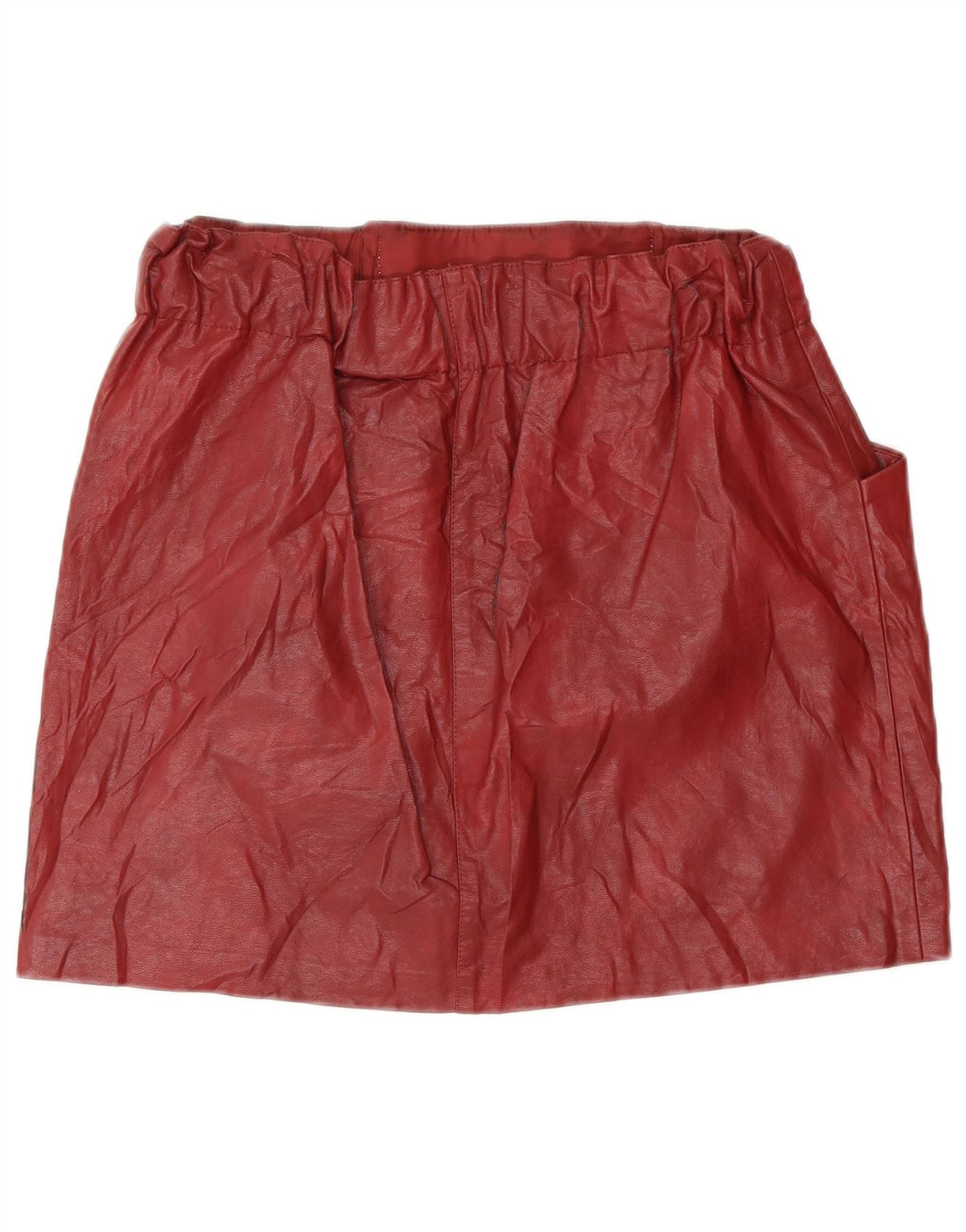 Zara Dame Læder Nederdel Small W26 Burgundy