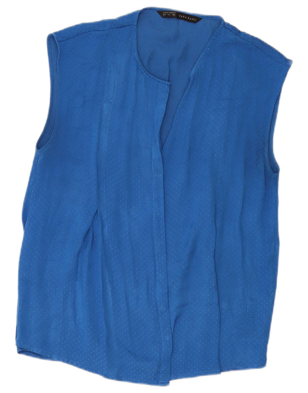 ZARA ærmeløs skjortebluse til kvinder UK 10 Lille blå plettet