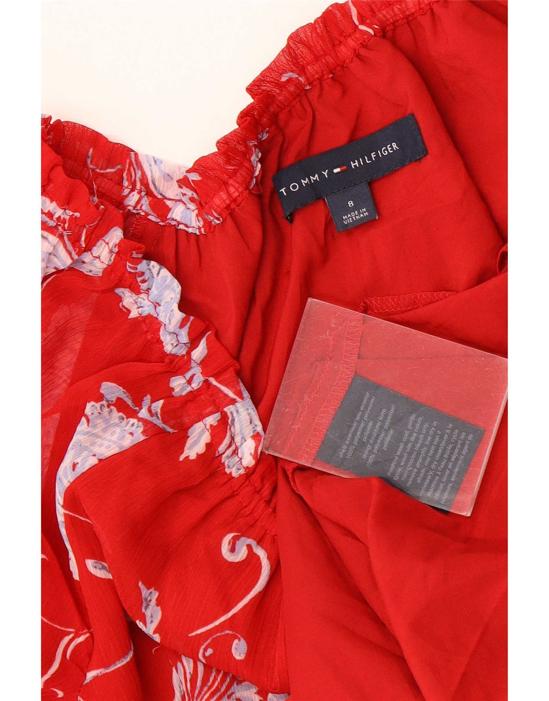 Tommy Hilfiger Dame Asymmetrisk Kjole US 8 Medium Red Floral