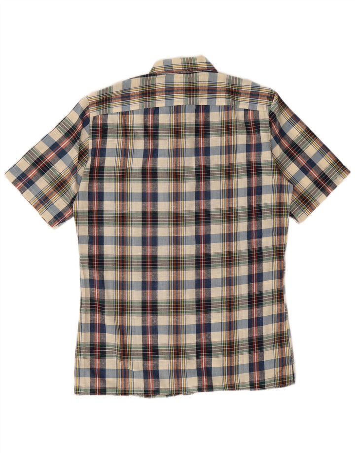 Vintage kortærmet herreskjorte medium flerfarvet plaid
