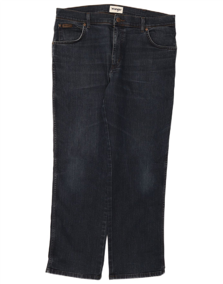 Wrangler Herre Texas Straight Jeans W36 L30 Marineblå Bomuld