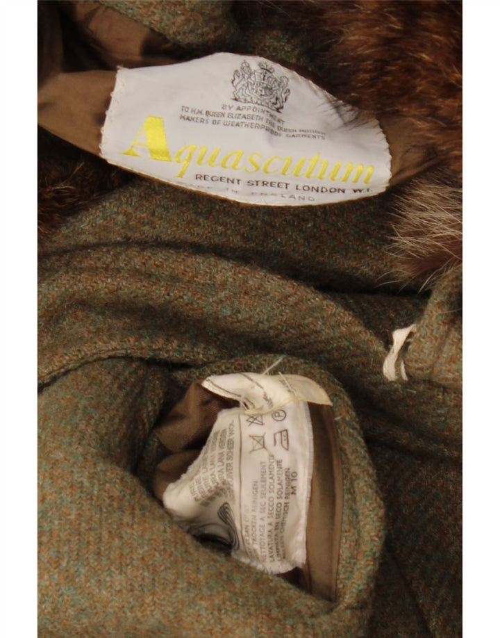 Aquascutum Dame Overfrakke UK 10 Small Khaki New Wool