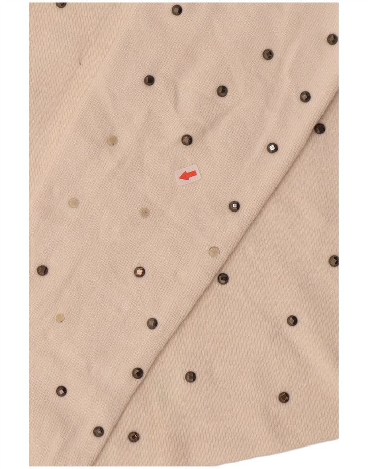 Zara Dame Top Langærmet UK 10 Small Off White Flecked Viscose