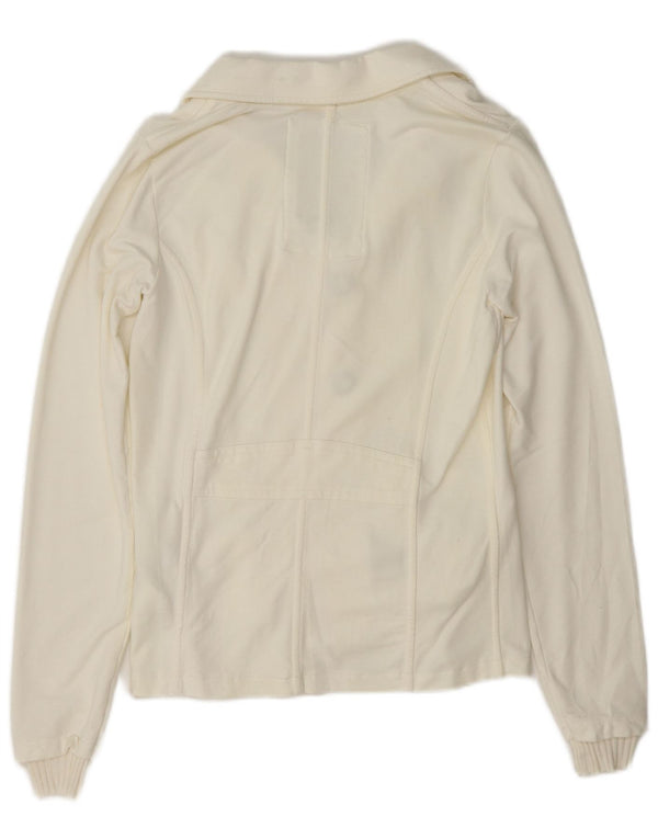Woolrich Dame 3 Button Blazer Jacket UK 12 Medium Off White Bomuld