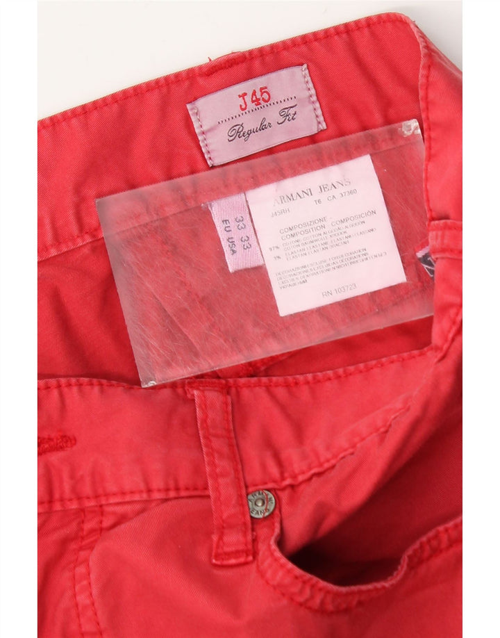 Armani Herre Regular Fit Straight Jeans W33 L29 Rød Bomuld