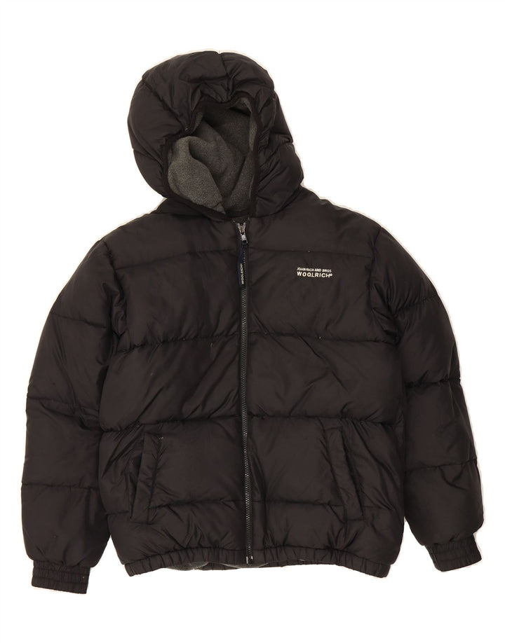 WOOLRICH Boys Hooded Padded Jacket 11-12 Years Black Nylon Vintage Woolrich and Second-Hand Woolrich from Messina Hembry 