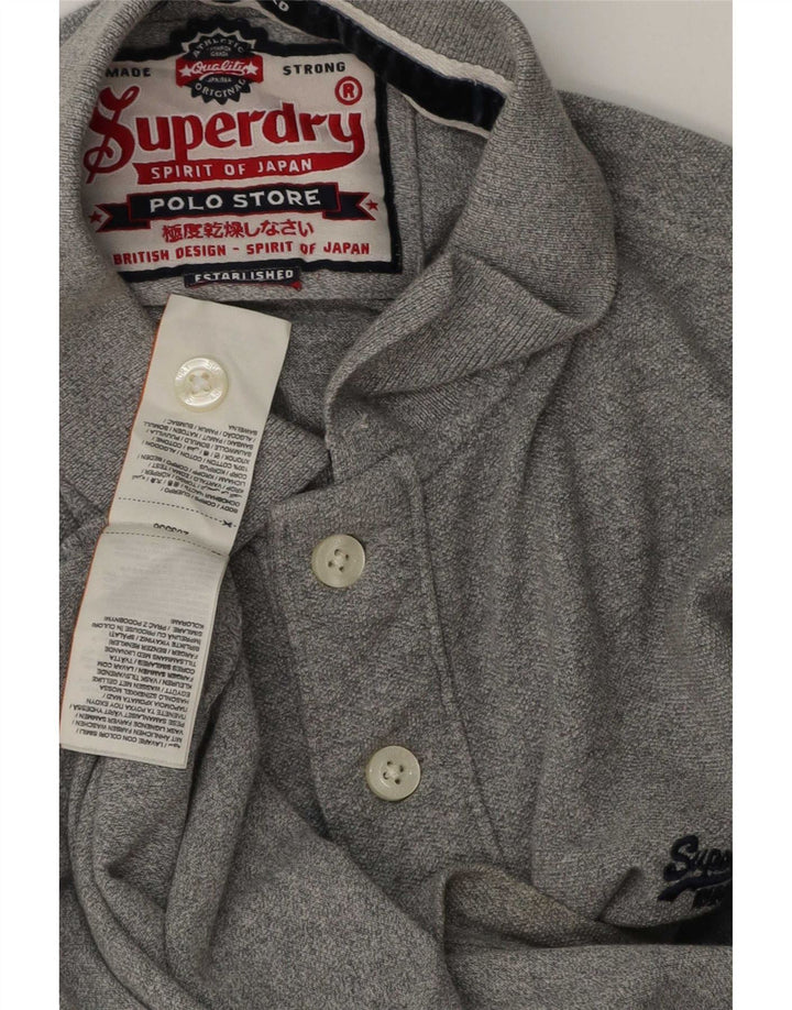 Superdry Herre grafisk langærmet poloshirt Stor grå bomuld