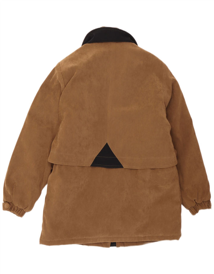 Vintage oversize overfrakke til kvinder UK 14 Medium Brun Colourblock Polyamid