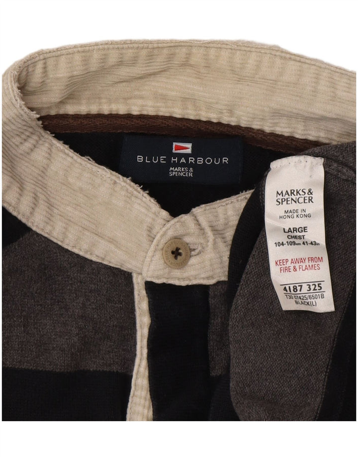 Marks & Spencer Herre Blue Harbor Polo Halstrøje Sweater Stor Grå