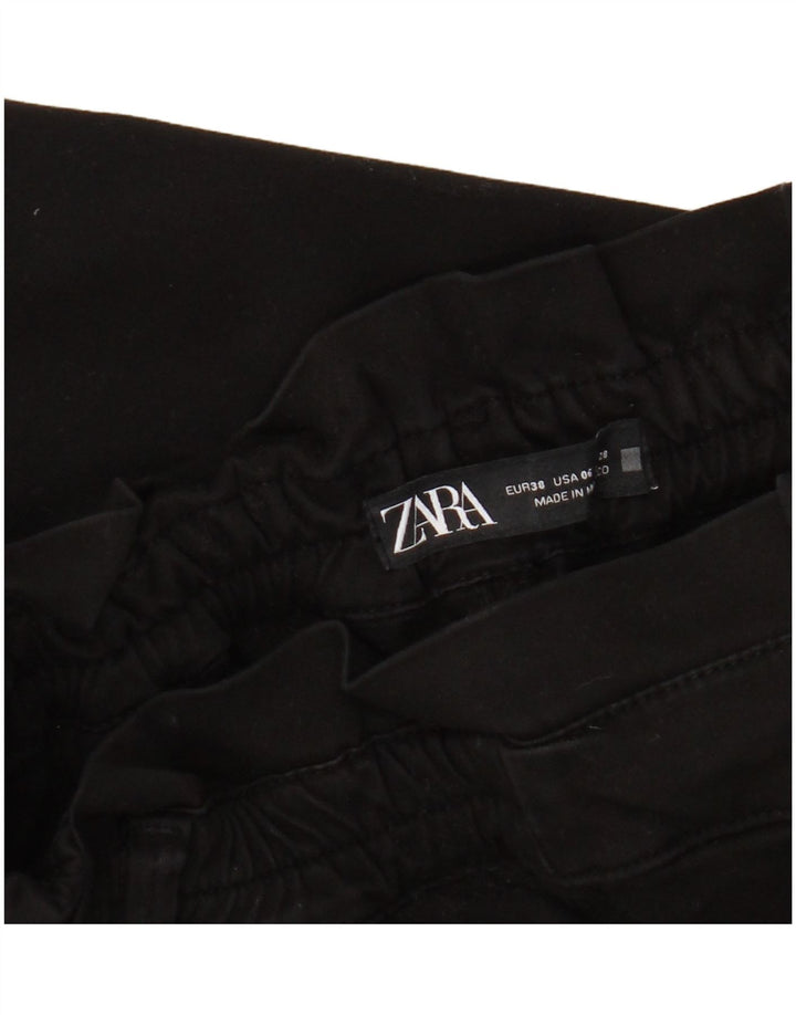 Zara Womens Cropped Trousers EU 38 Small W28 L24 Black