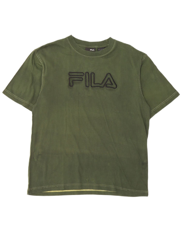Fila Herre Grafisk T-Shirt Top Medium Grøn Bomuld