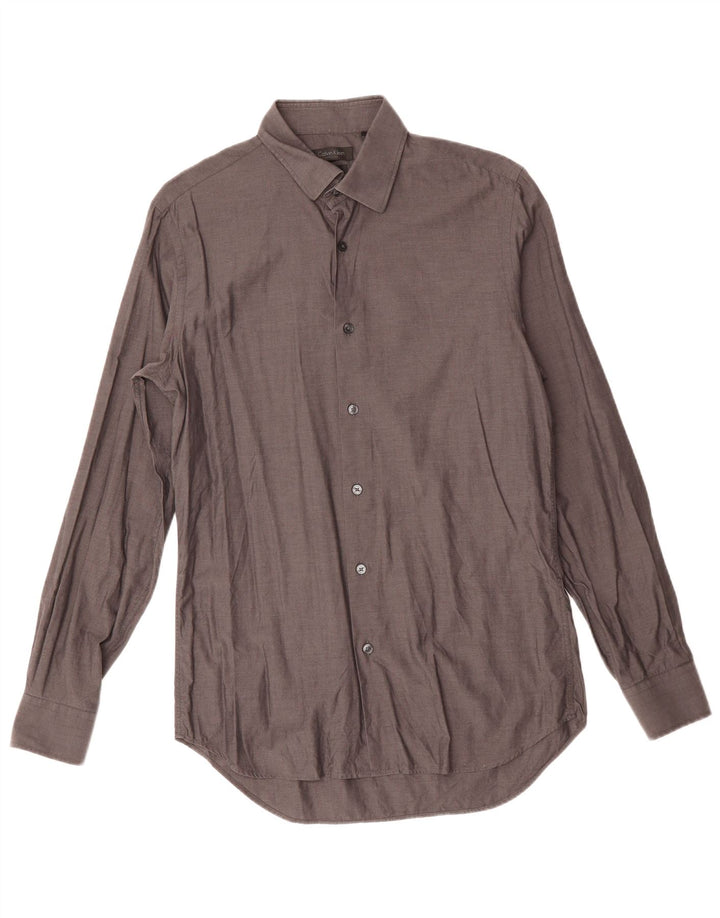 CALVIN KLEIN Herre Slim Fit Skjorte Str. 41 16 Large Grå