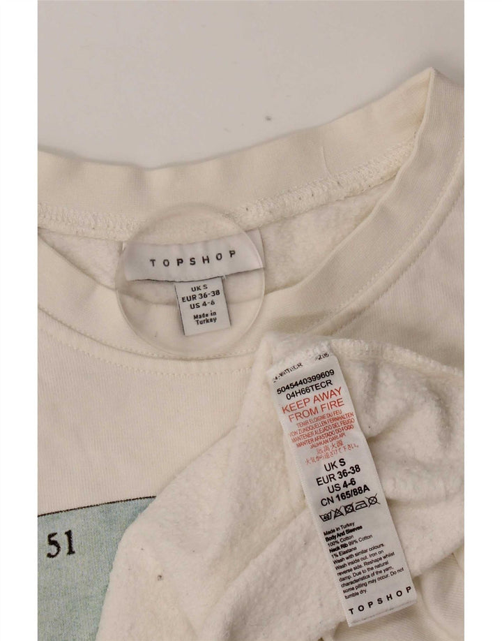 Topshop Womens Crop Oversized Sweatshirt Jumper UK 10 Small White Bomuld