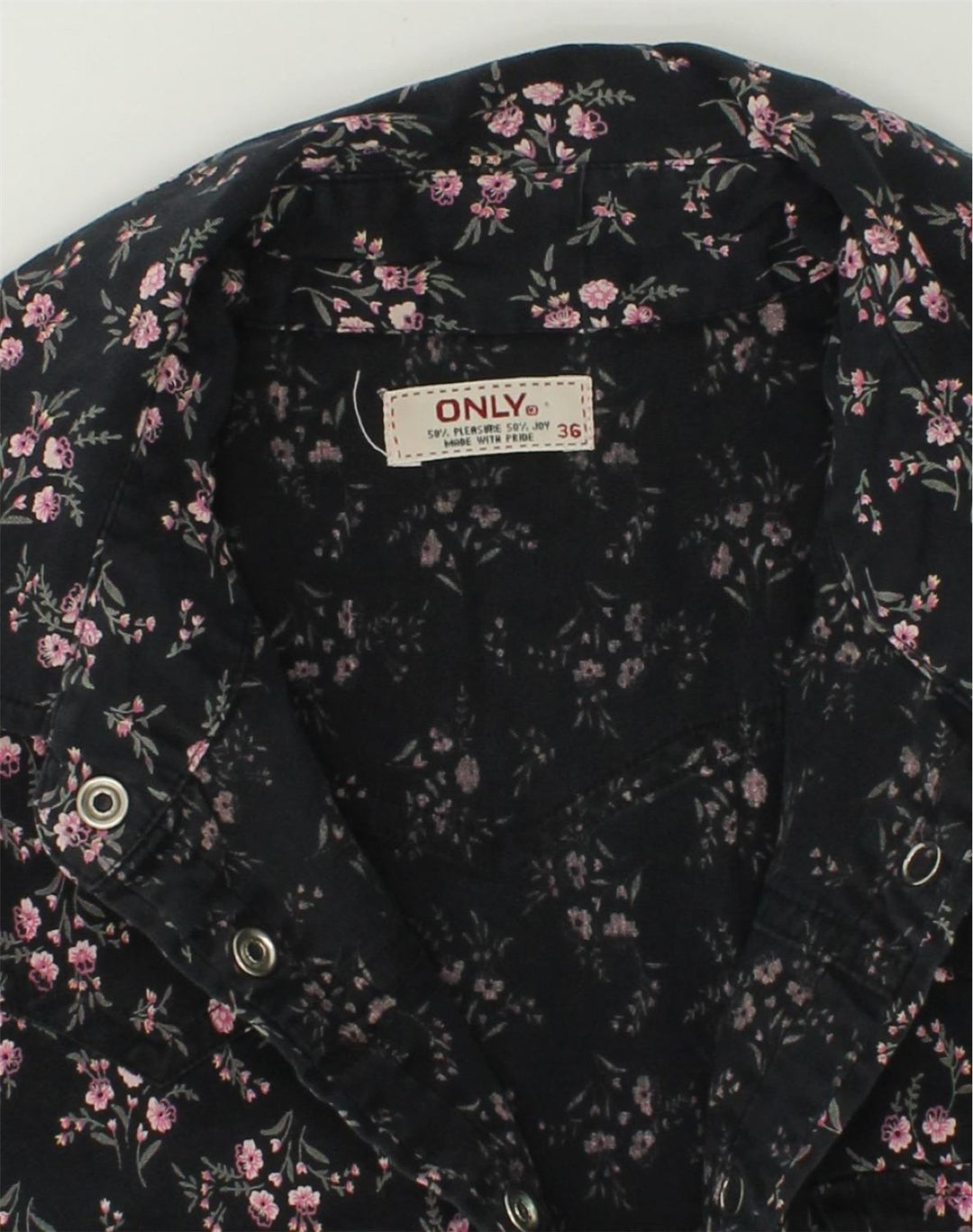 ONLY Womens Shirt EU 36 Small Navy Blue Floral | Vintage Only | Thrift | Second-Hand Only | Used Clothing | Messina Hembry 