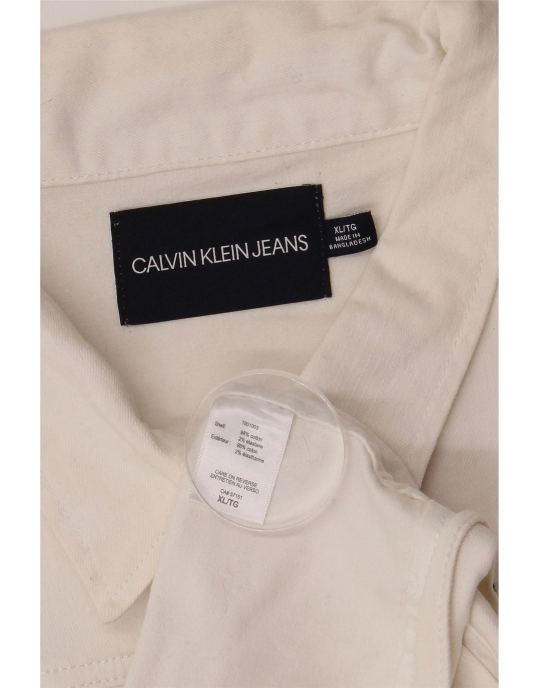Calvin Klein Jeans Dame denimjakke UK 18 XL Hvid Bomuld