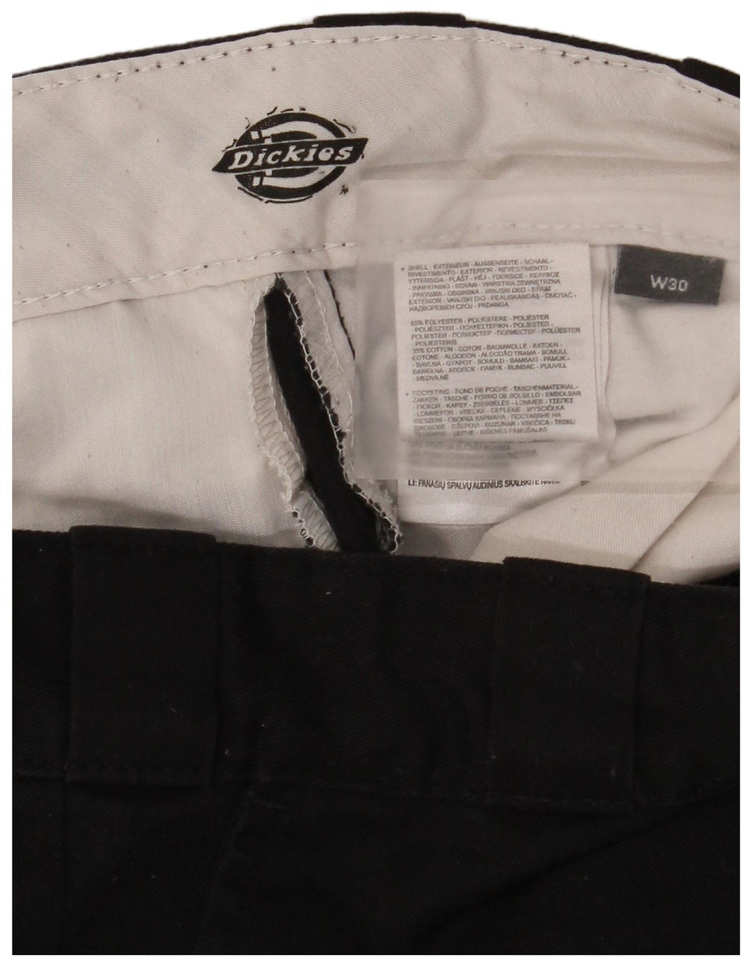 Dickies Mens Straight Chino Trousers W30 L30 Black Polyester