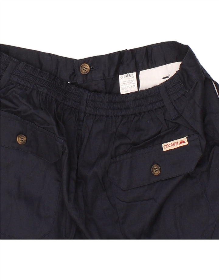 CROWN Womens Chino Shorts IT 48 Medium W30 Navy Blue Cotton Vintage Crown and Second-Hand Crown from Messina Hembry 