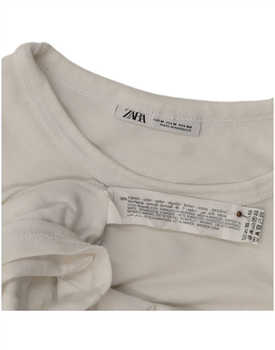 ZARA Herre T-Shirt Top Medium Hvid Bomuld