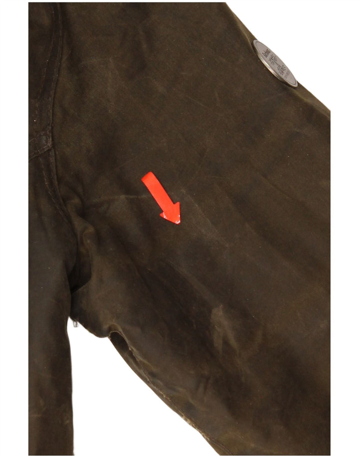 Barbour Dame Hætte Vokset Bomuldsjakke UK 12 Medium Khaki Bomuld