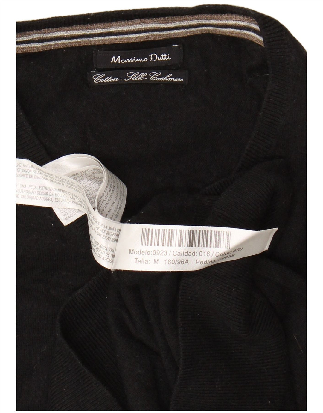 MASSIMO DUTTI Dame V-hals sweater UK 14 Medium Sort Bomuld