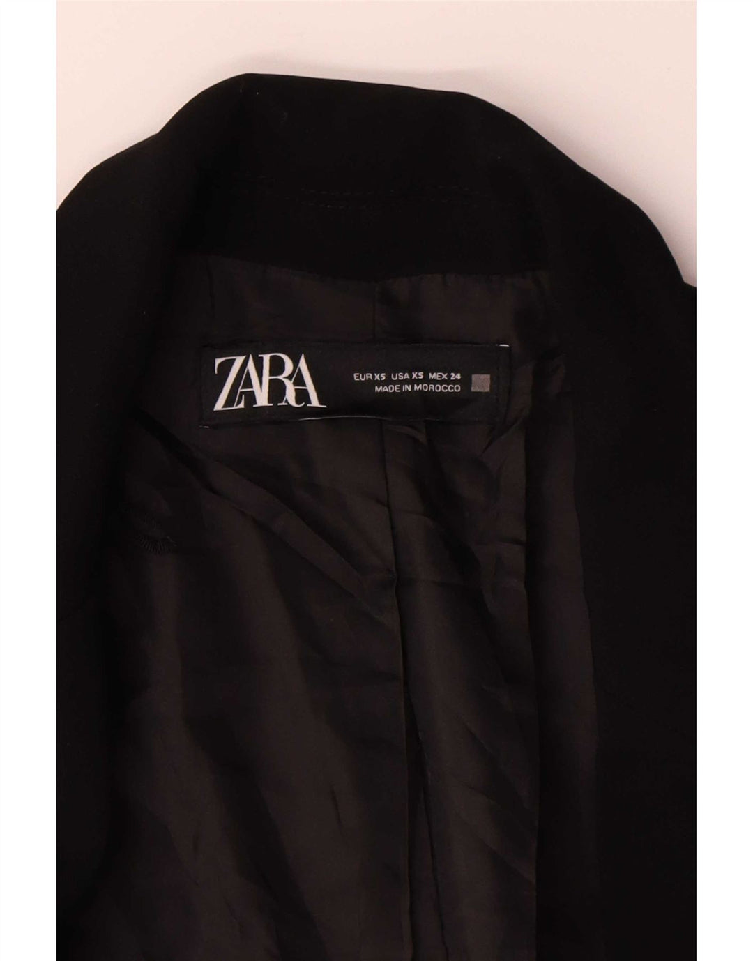 Zara Womens Oversized 3/4-ærmet åben blazerjakke UK 6 XS Sort Polyester