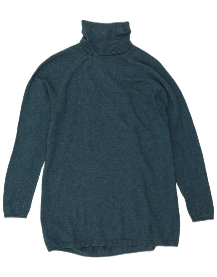 Fat Face Dame Roll Neck Jumper Sweater UK 10 Small Blue Wool