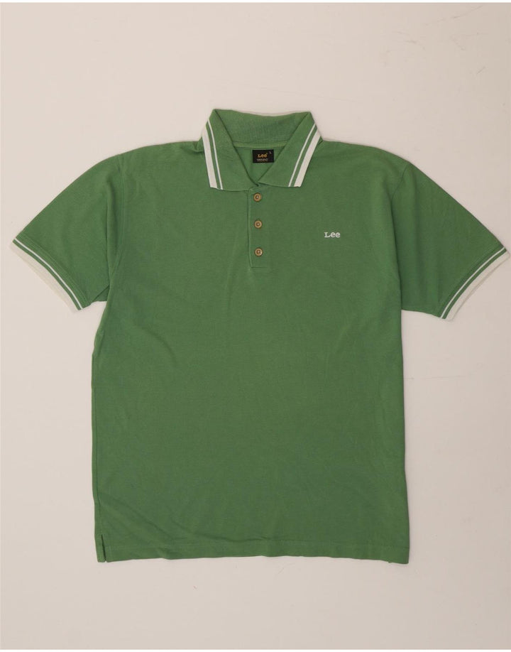 Lee Herre poloshirt Stor grøn stribet bomuld