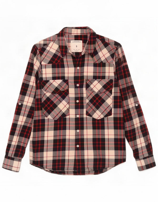 Zara Dame Flannel Shirt UK 10 Small White Check