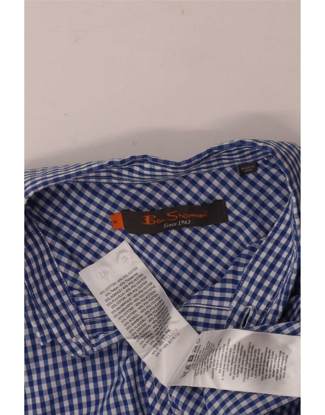 Ben Sherman Herreskjorte Medium Blue Gingham Cotton