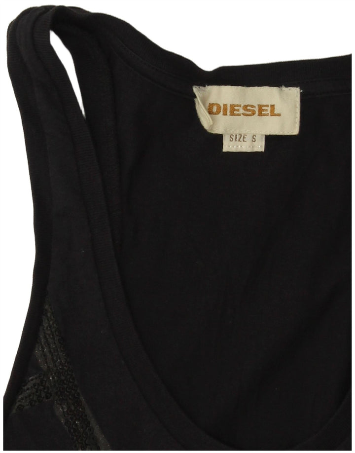 Diesel Dame Ærmeløs Tunika Top UK 8 Small Navy Blue