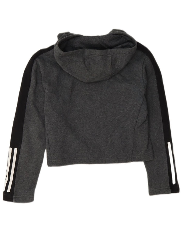 Adidas Crop hættetrøje til piger 11-12 år Grå Colourblock Bomuld