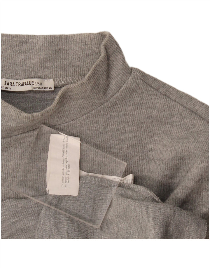Zara Womens Crop T-Shirt Top UK 10 Small Grå Polyester