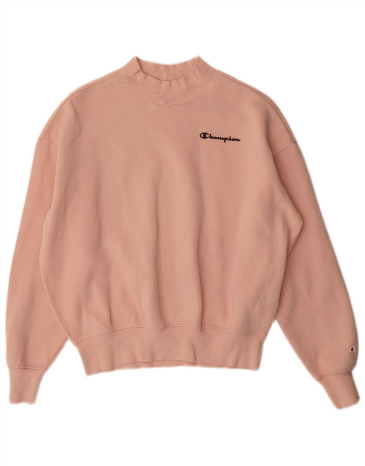 CHAMPION Womens Oversized Sweatshirt Jumper UK 10 Small Pink Cotton