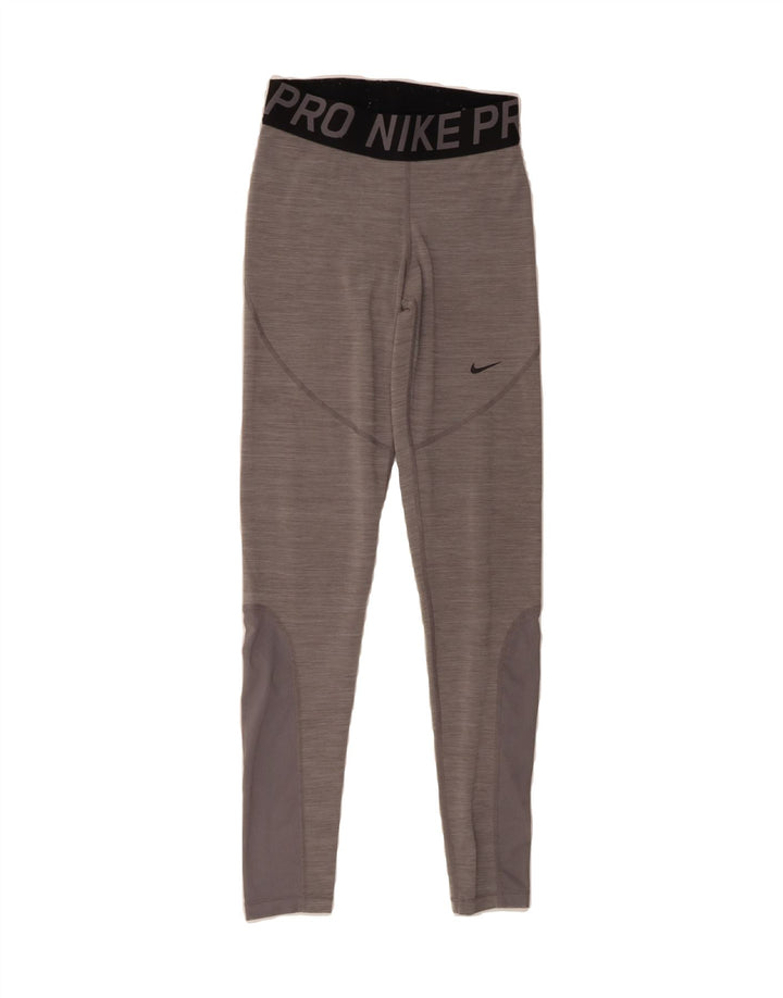 NIKE Womens Graphic Leggings UK 10 Small  Grey Polyester Vintage Nike and Second-Hand Nike from Messina Hembry 