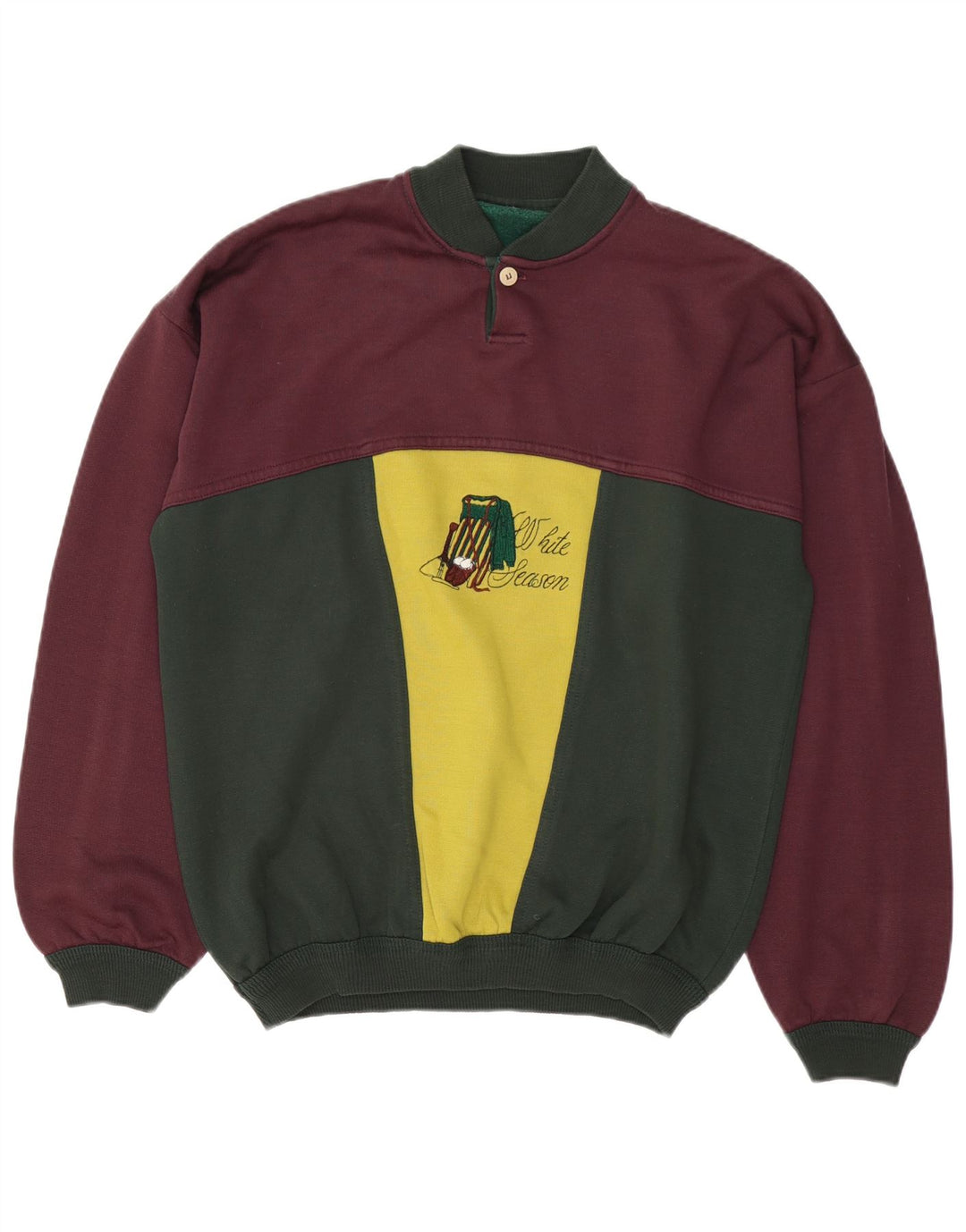 Vintage herre grafisk sweatshirt jumper stor flerfarvet farveblok