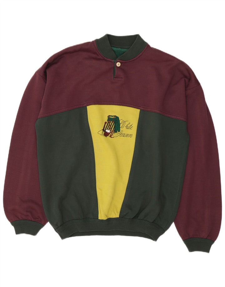 Vintage herre grafisk sweatshirt jumper stor flerfarvet farveblok