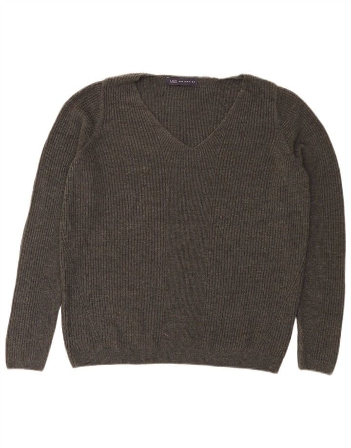 Marks & Spencer Dame V-hals sweater UK 14 Medium Grey