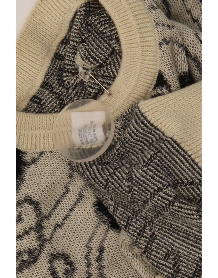 Vintage herre rund hals sweater IT 52 Stor grå Paisley uld