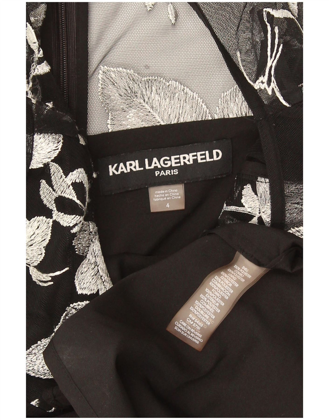 Karl Lagerfeld Kvinders Skede Kjole US 4 Small Black Floral Polyester