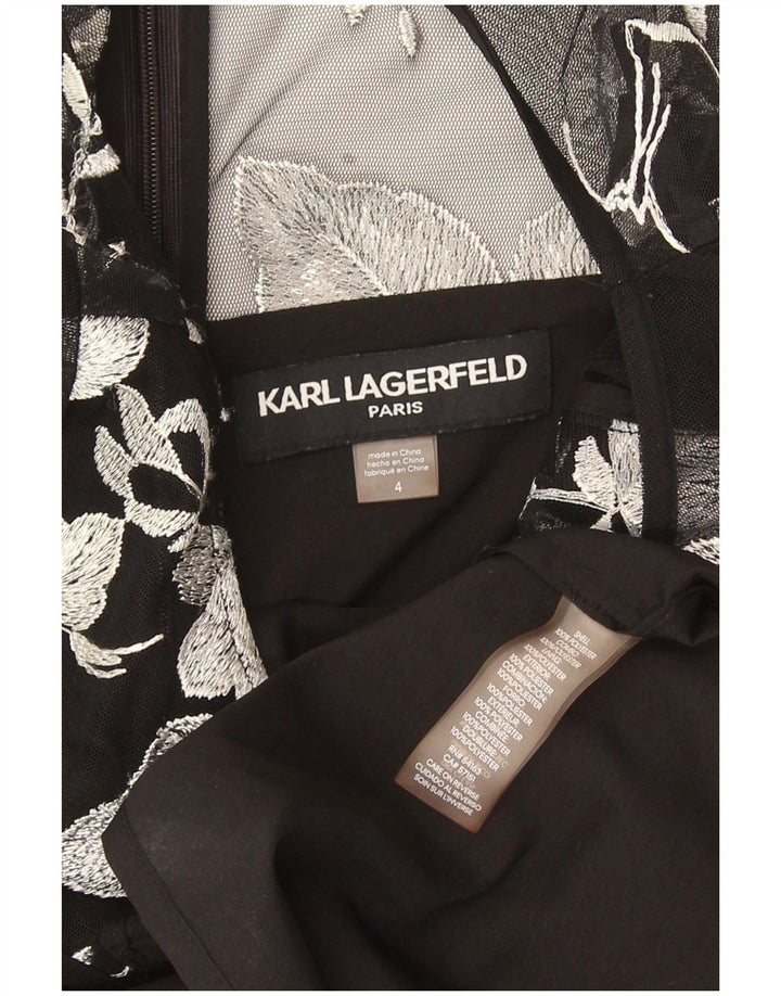 Karl Lagerfeld Kvinders Skede Kjole US 4 Small Black Floral Polyester