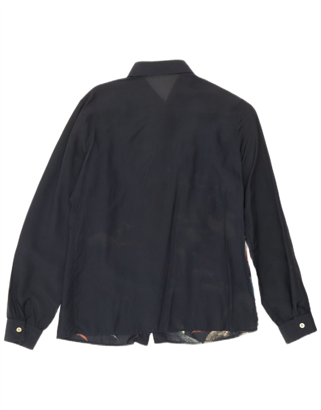 Vintage grafisk skjorte til kvinder IT 42 Medium Navy Blue Acetate