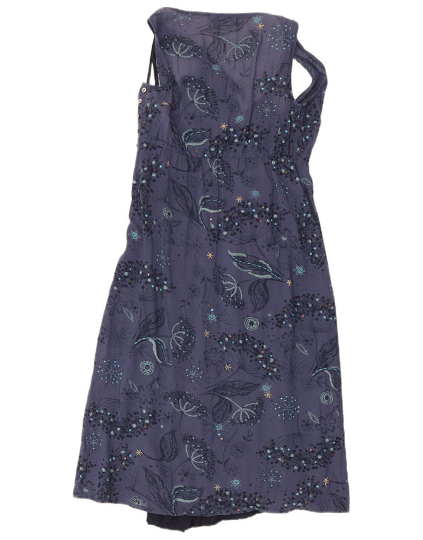 White Stuff Womens Ærmeløs A-Line Kjole UK 8 Small Navy Blue Floral