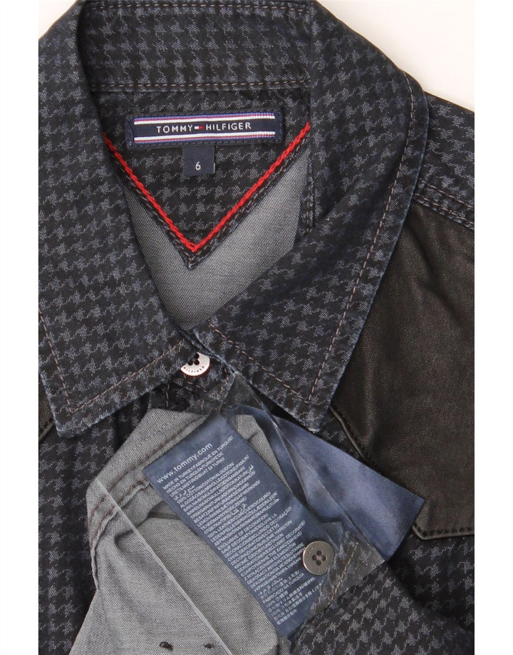 TOMMY HILFIGER Womens Shirt US 6 Medium Navy Blue Houndstooth Cotton Vintage Tommy Hilfiger and Second-Hand Tommy Hilfiger from Messina Hembry 